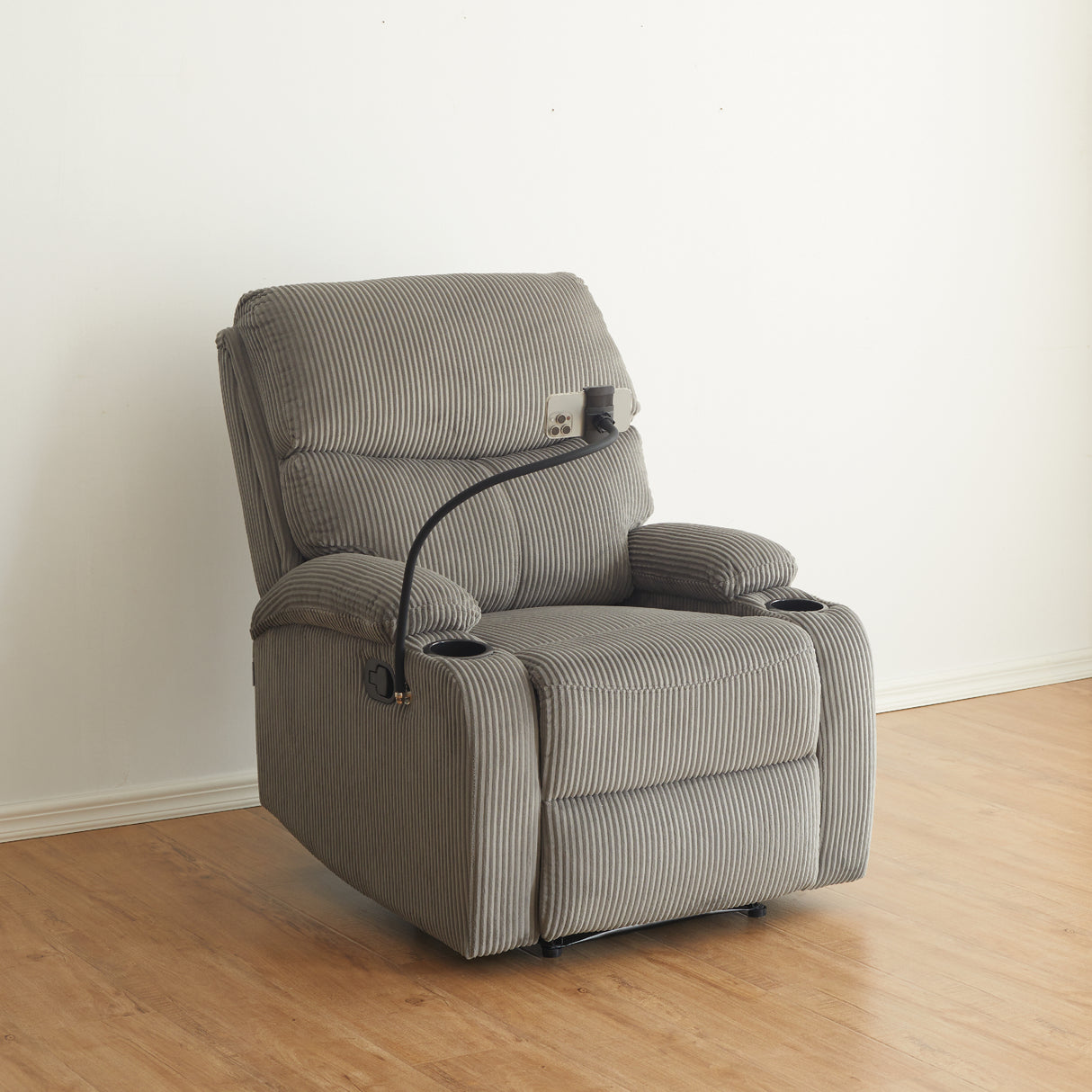 Silla Reclinable Abelyn 1 puesto (Gris) Porta Celular