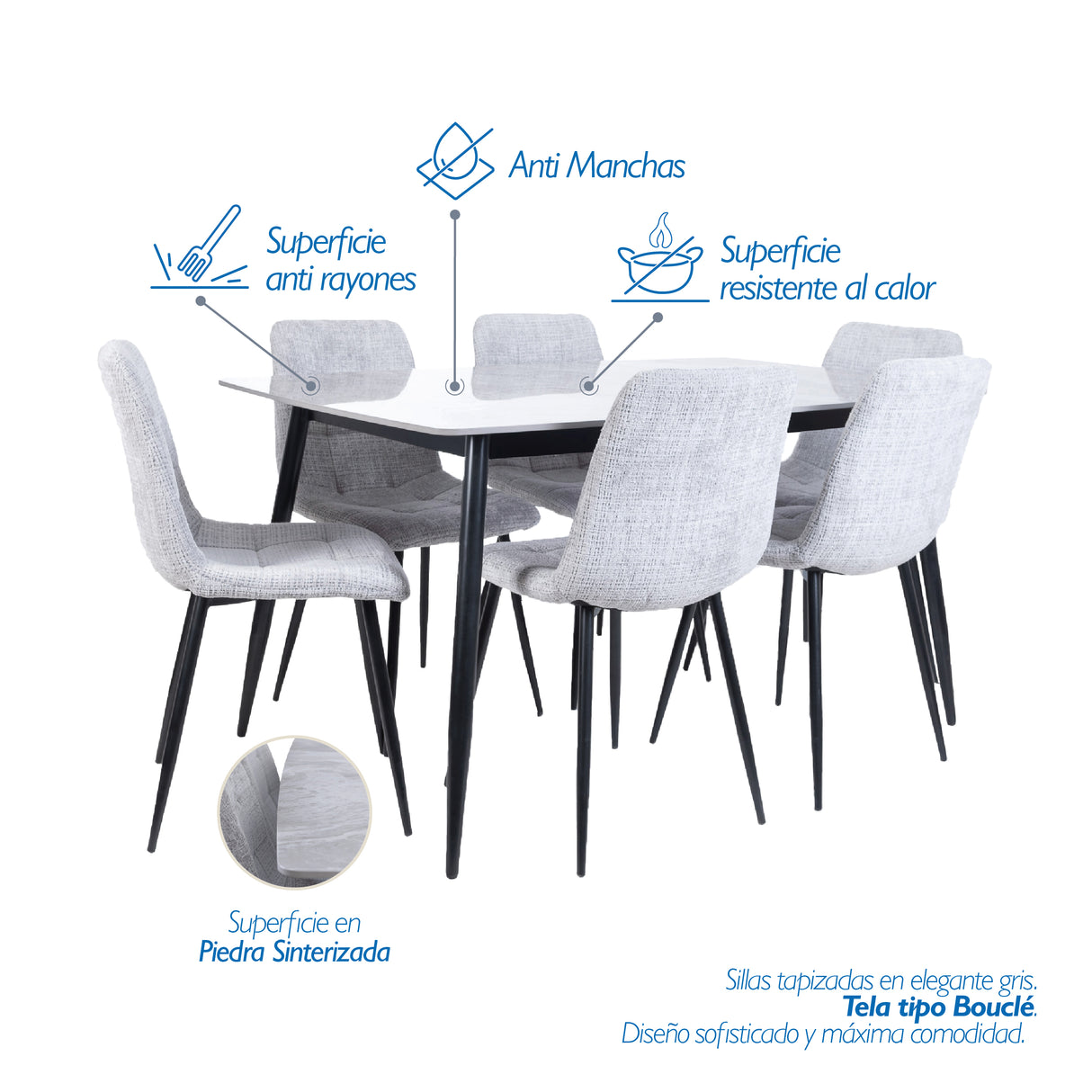 Set Comedor Acilius 6 puestos | Piedra Sinterizada