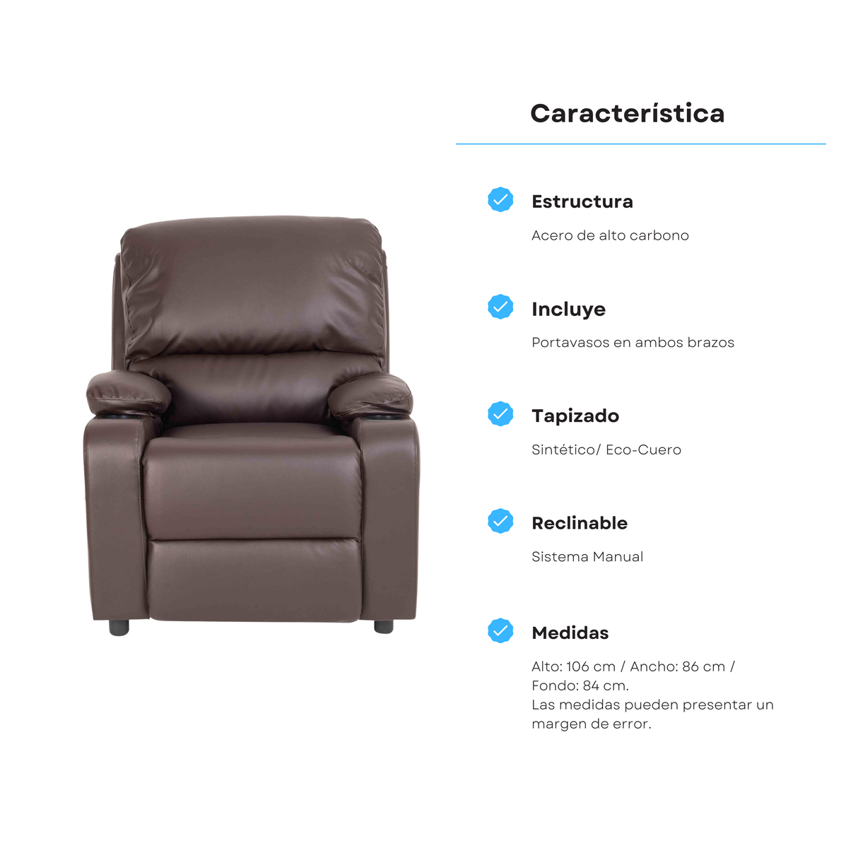 Sofá Reclino Waheeb 1P Café