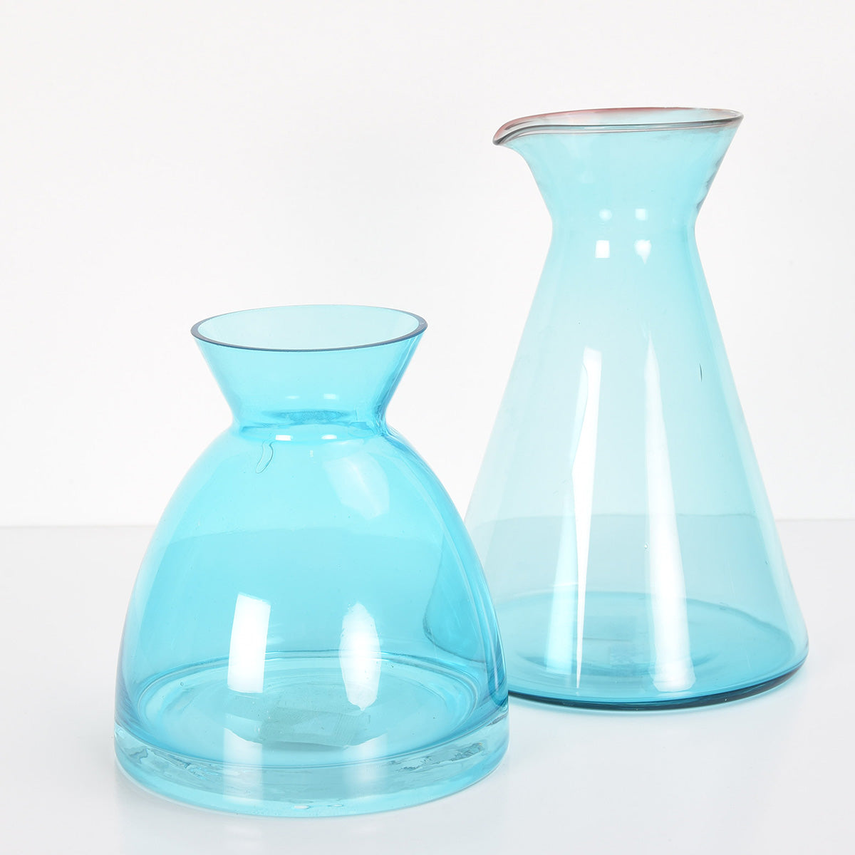 Florero Vidrio Azul Bajo