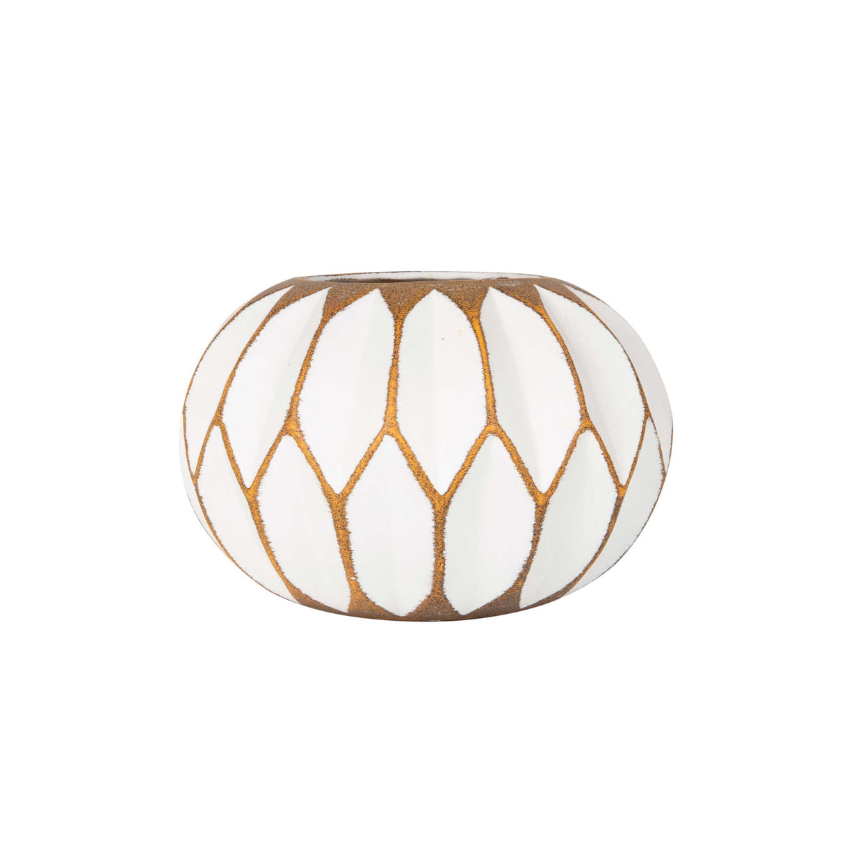 Florero Vintage Blanco Bajo Redondo