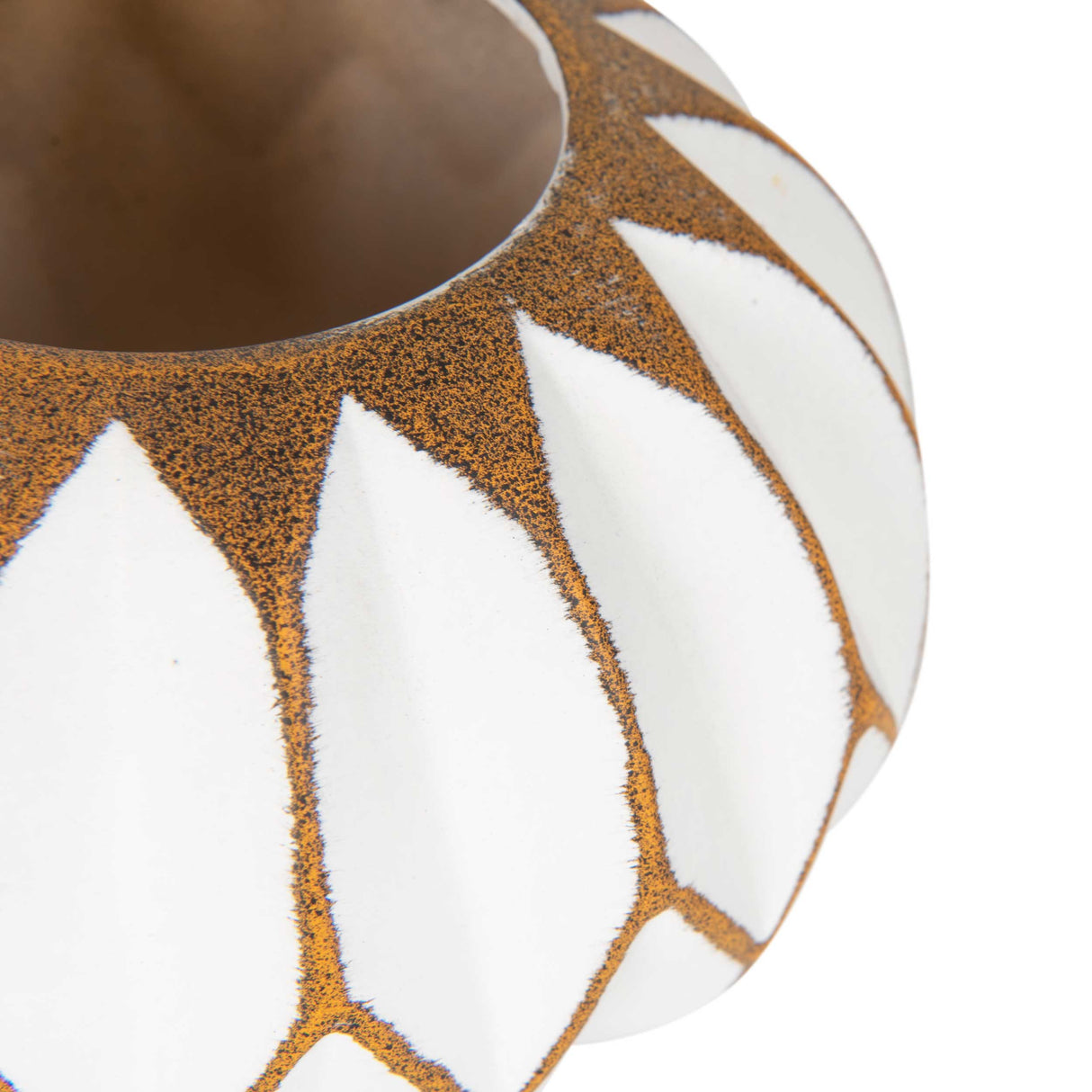 Florero Vintage Blanco Bajo Redondo