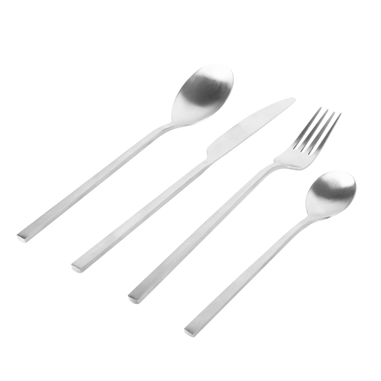 Juego de Cubiertos 4 Piezas Plata Mate