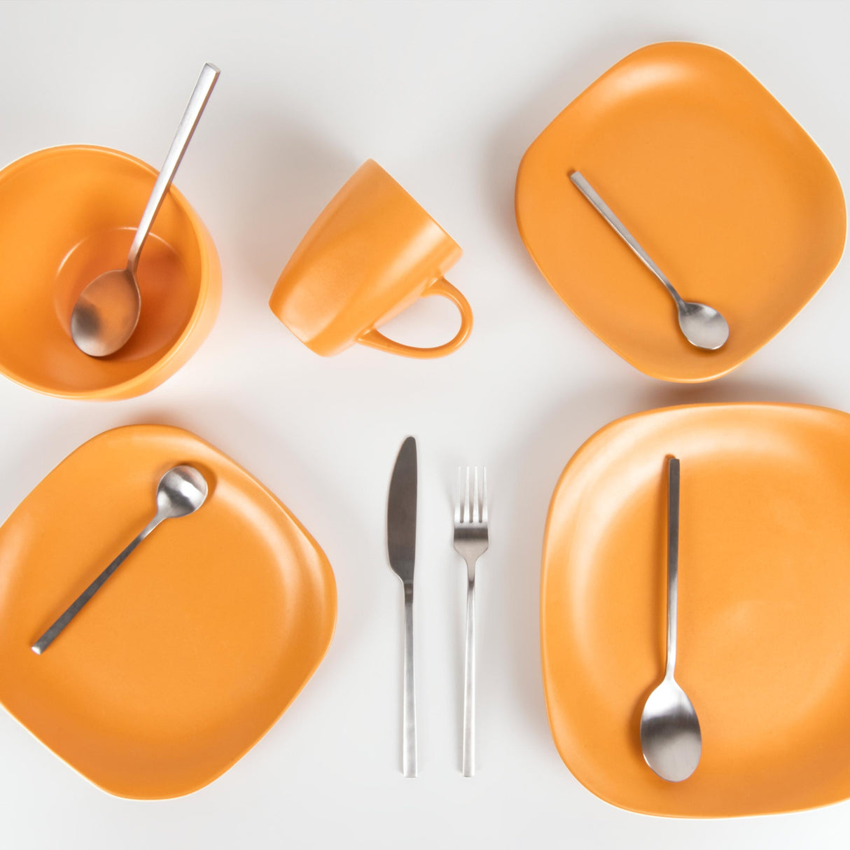 Juego de Cubiertos 4 Piezas Plata Mate