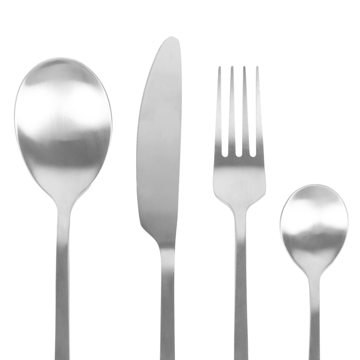 Juego de Cubiertos 4 Piezas Plata Mate