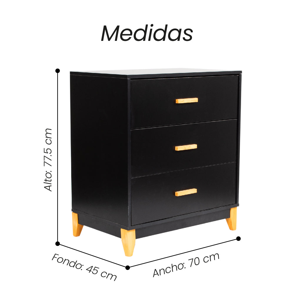 Cómoda Oak Negro - Fiotti