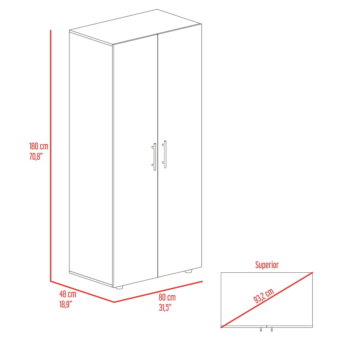 Closet Tera 180X80X48, Fresno Wengue