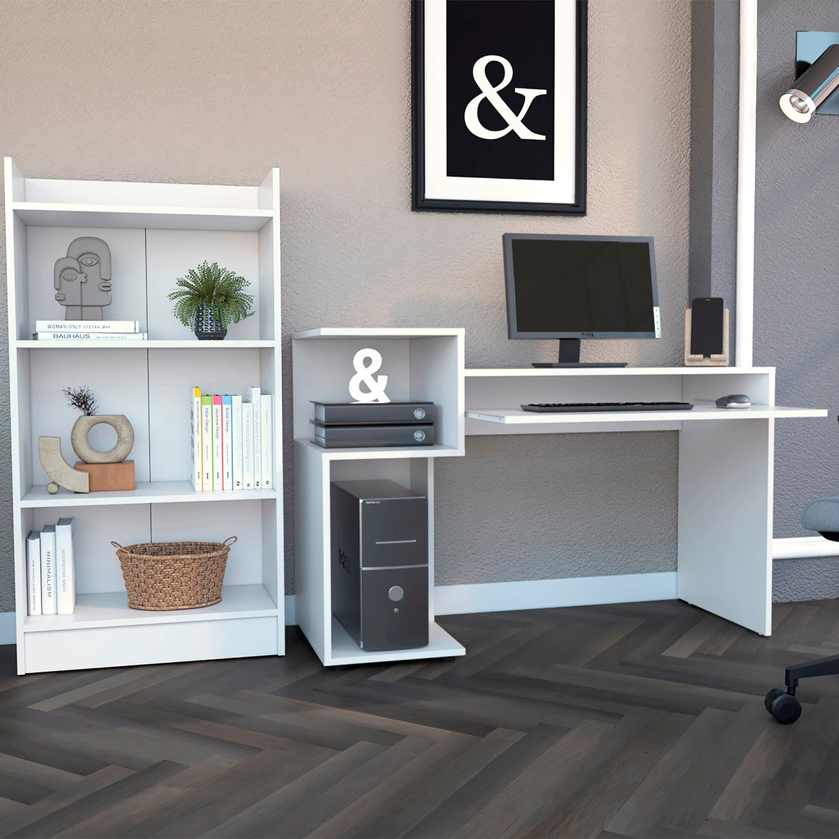 COMBO Escritorio Atlanter + Biblioteca Rovere