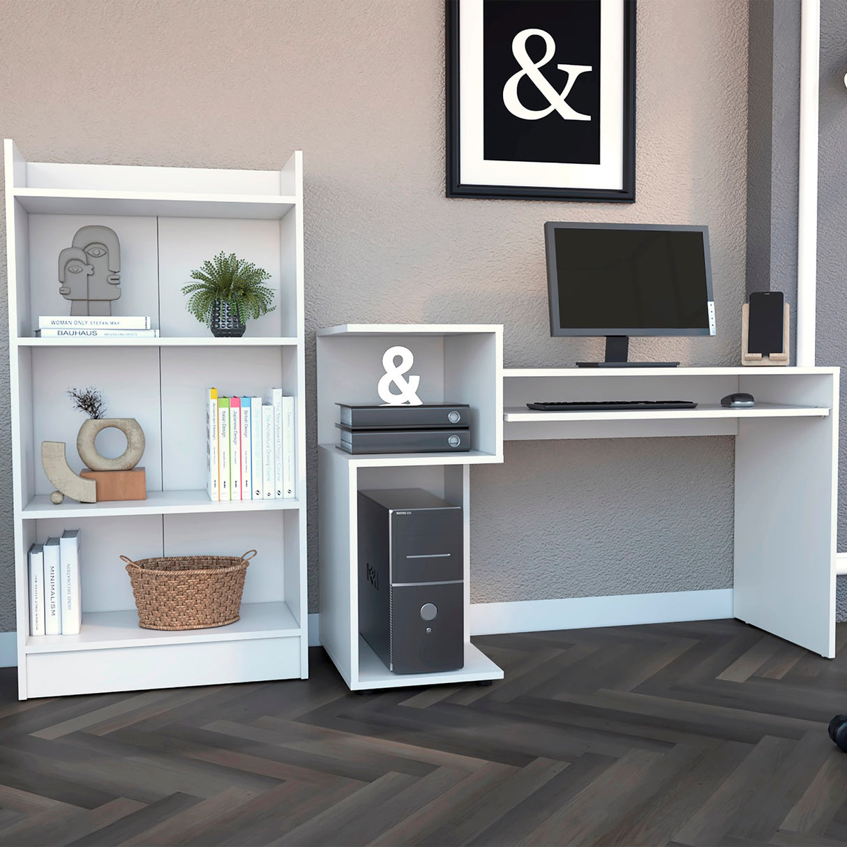 COMBO Escritorio Atlanter + Biblioteca Rovere