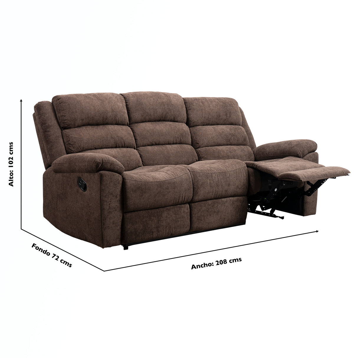 Sofá Reclino Glory 3P Cafe