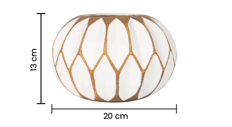 Florero Vintage Blanco Bajo Redondo