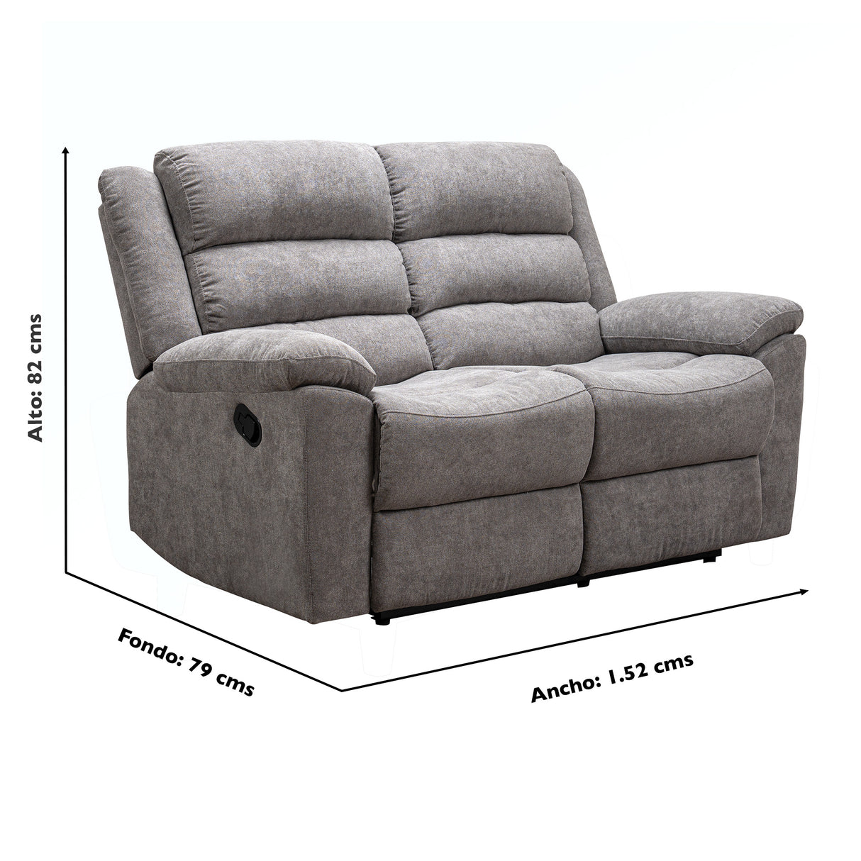 Sofá Reclino Glory 2P Gris