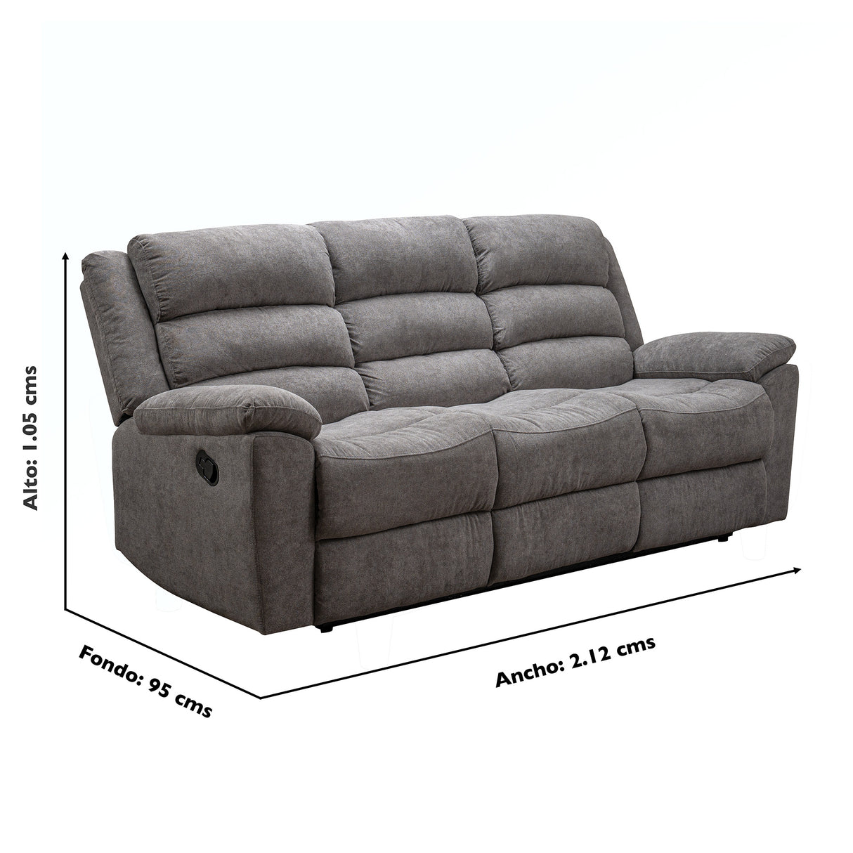 Sofá Reclino Glory 3P Gris