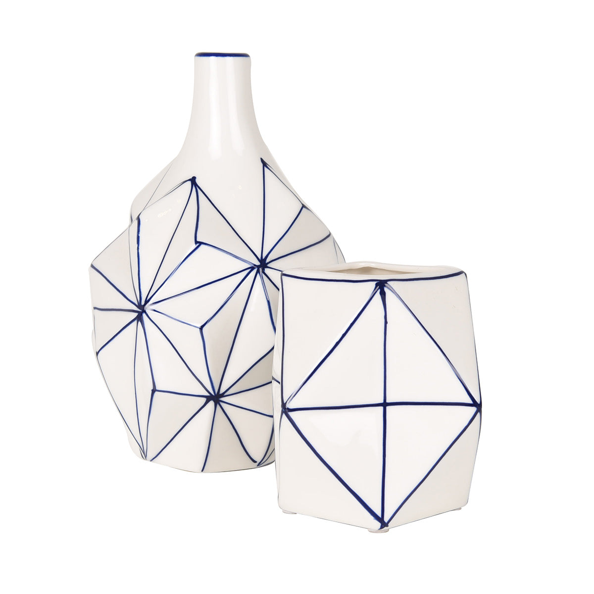 Florero Bajo Sketch Azul