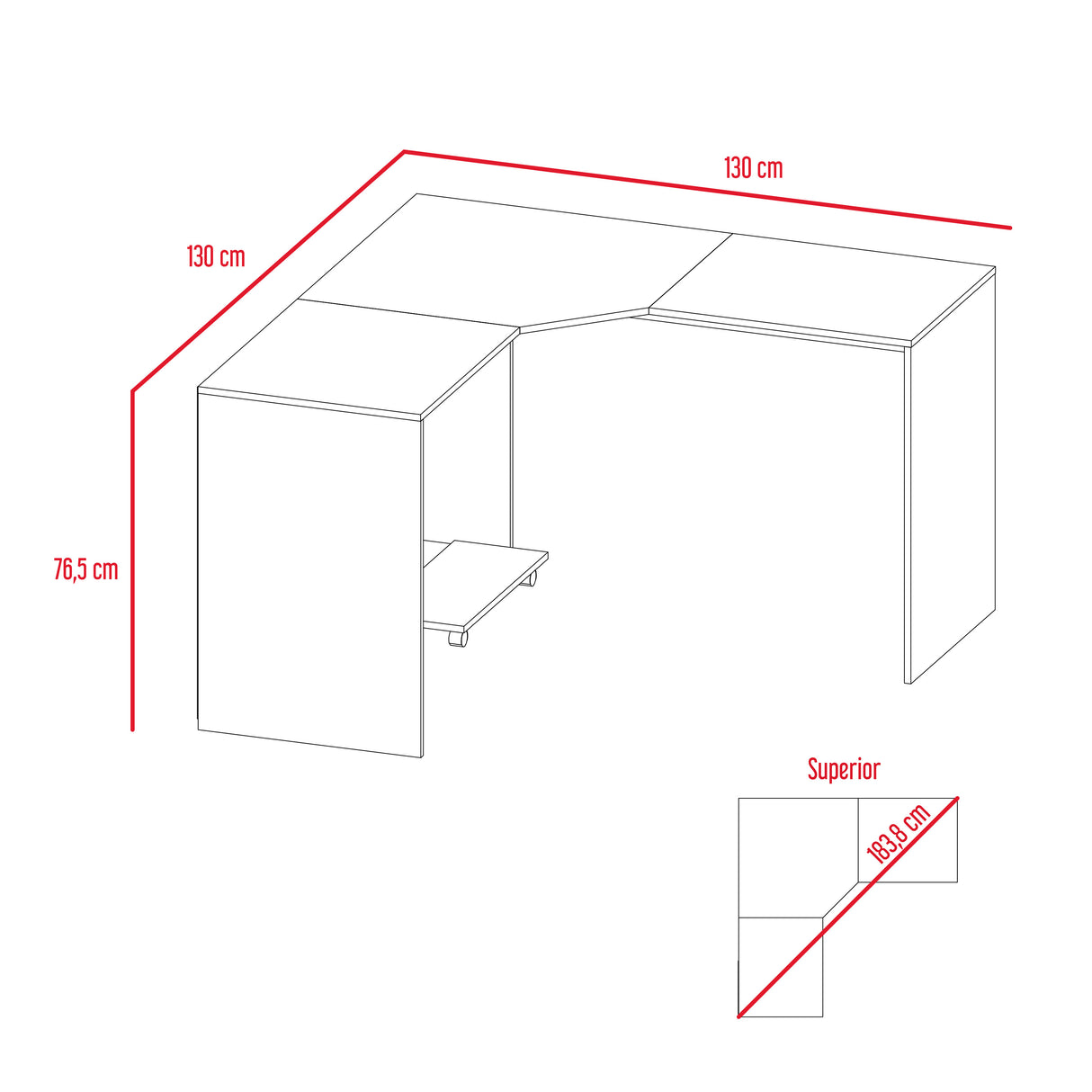 Escritorio baggio (1c) ceniza 76.5x130x1