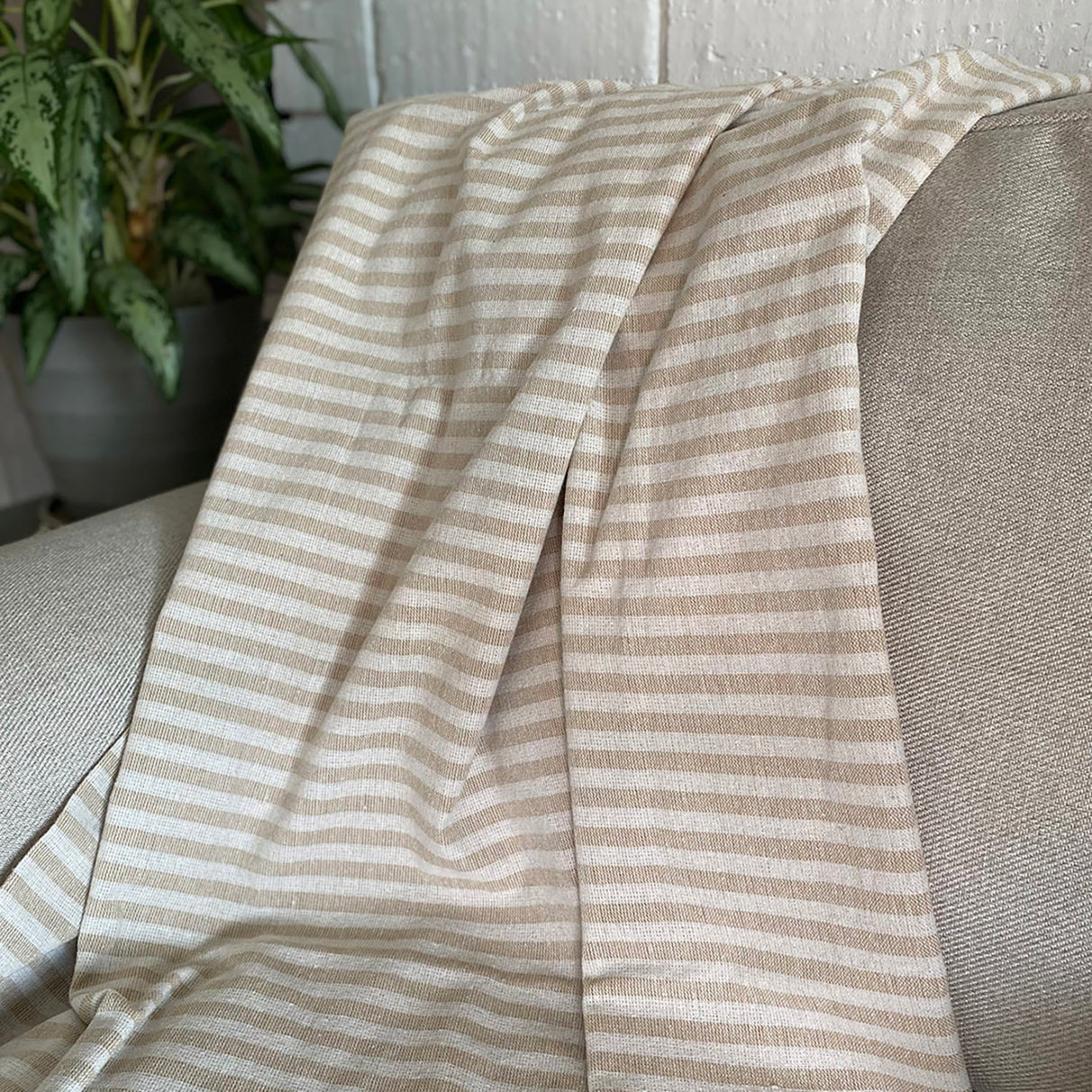 Manta tejida camel/flecos 120x160