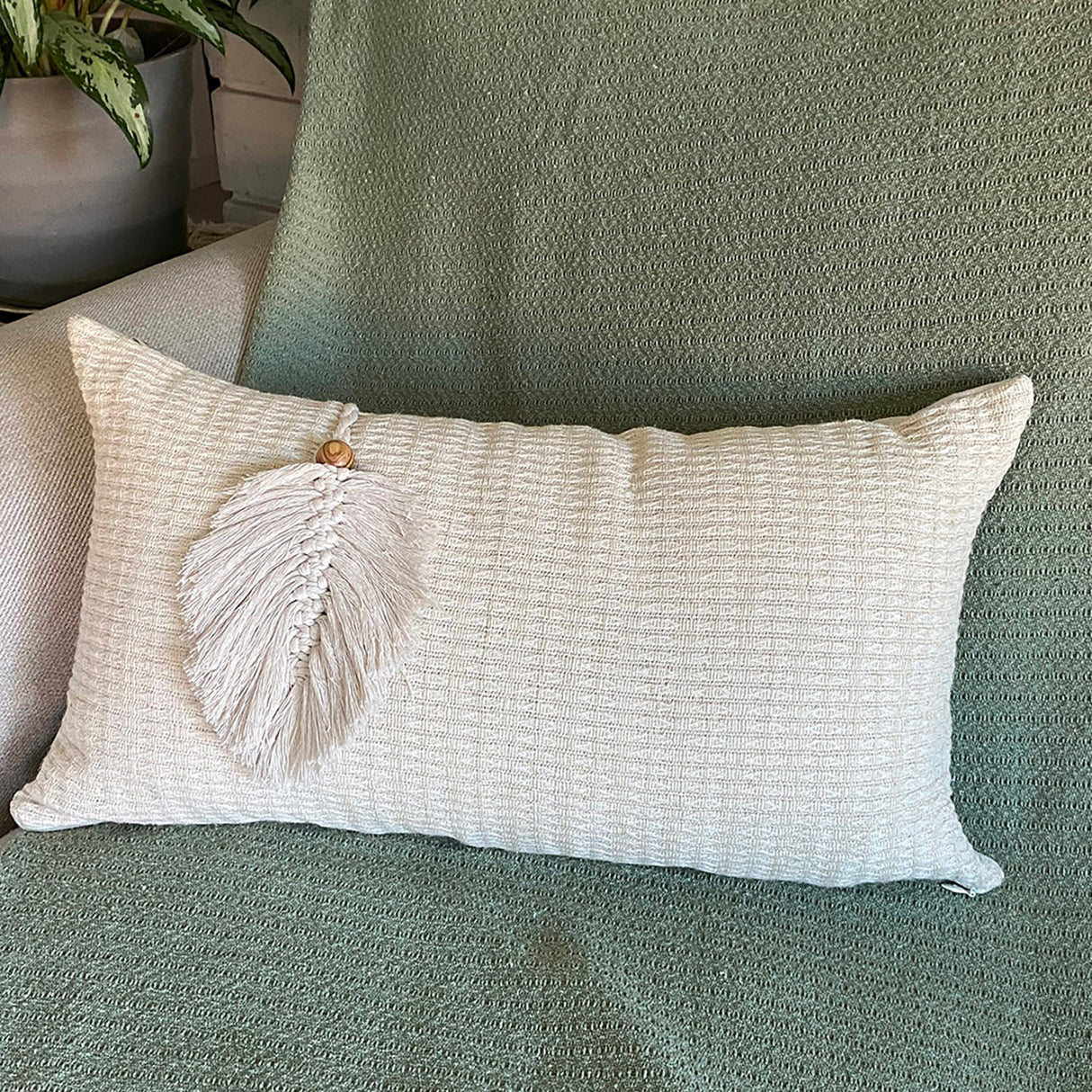 Funda de cojín beige 50x30