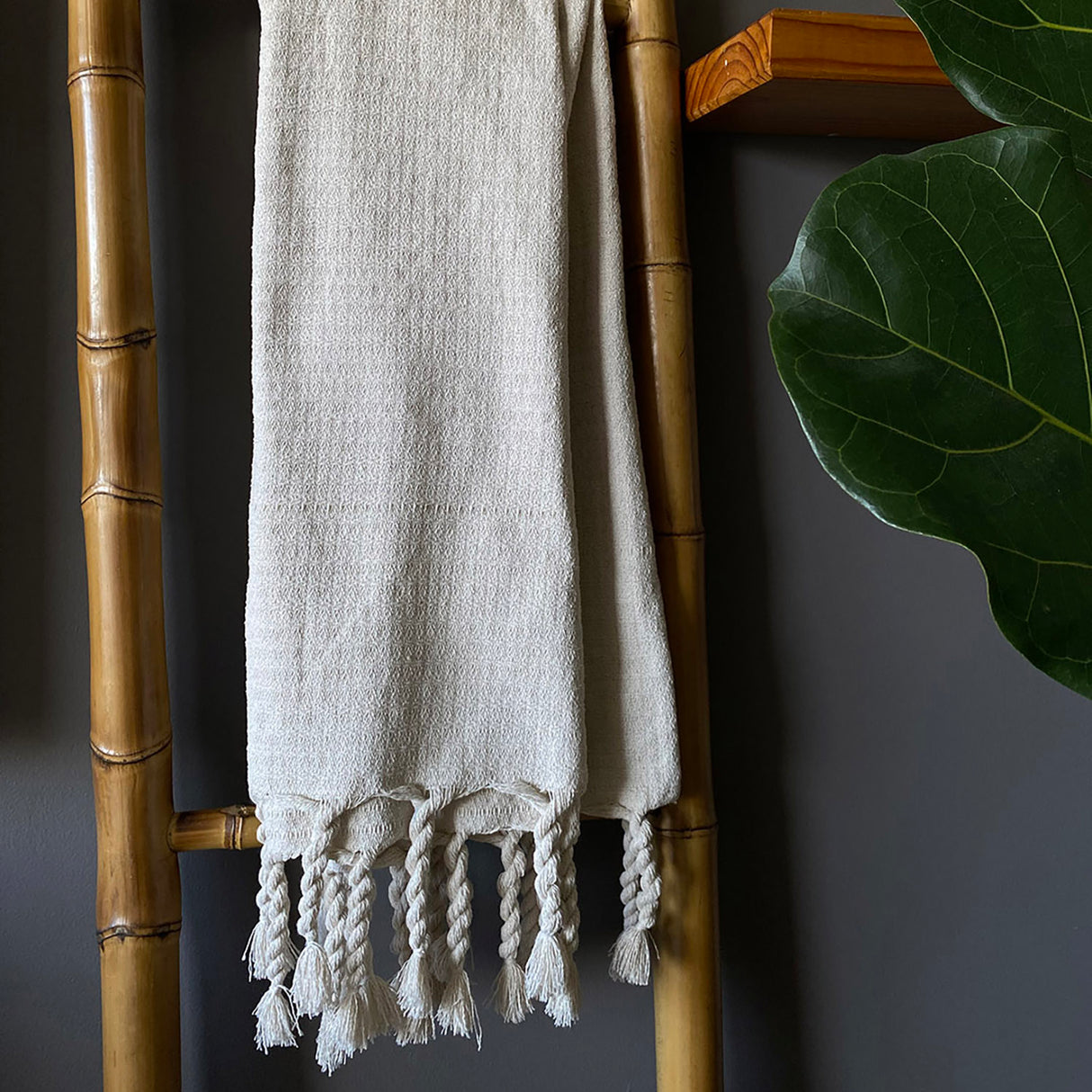 Manta tejida beige/trenzas 120x160