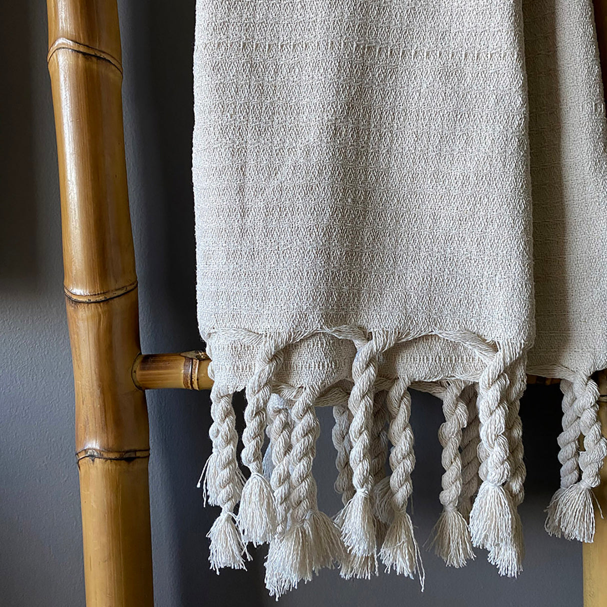 Manta tejida beige/trenzas 120x160