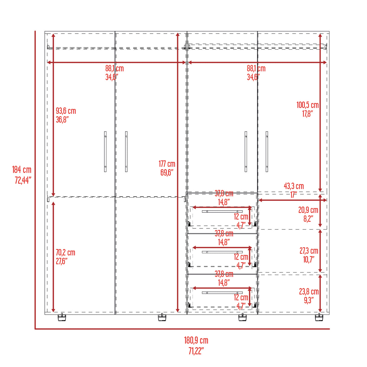 Closet harlemfiot eco duna/blanco 184x180