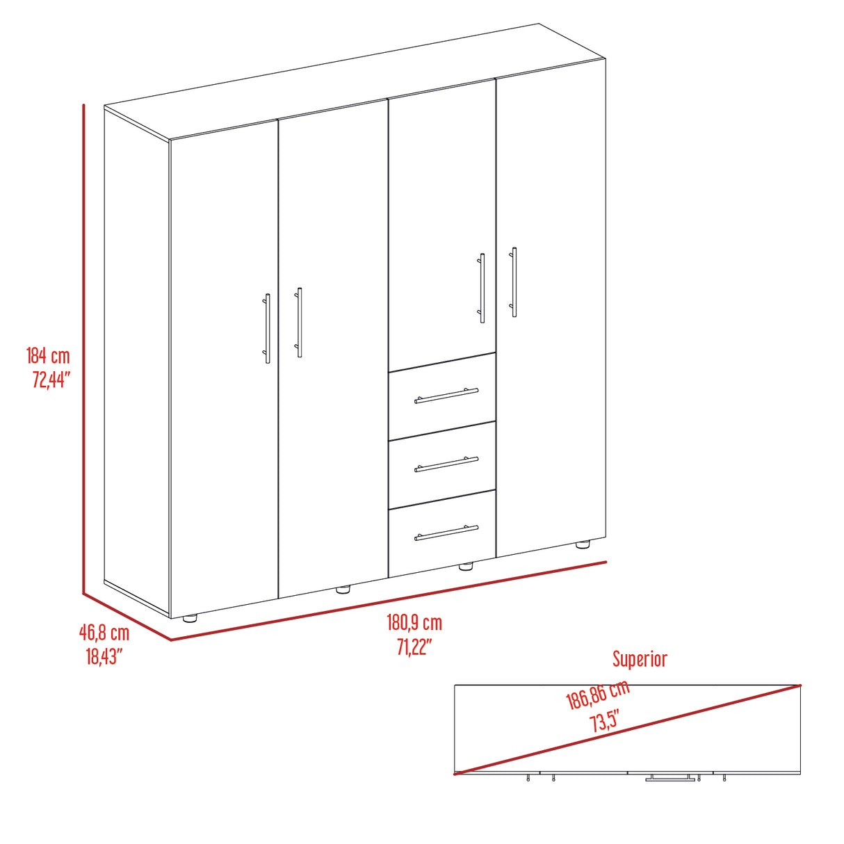 Closet harlemfiot eco duna/blanco 184x180