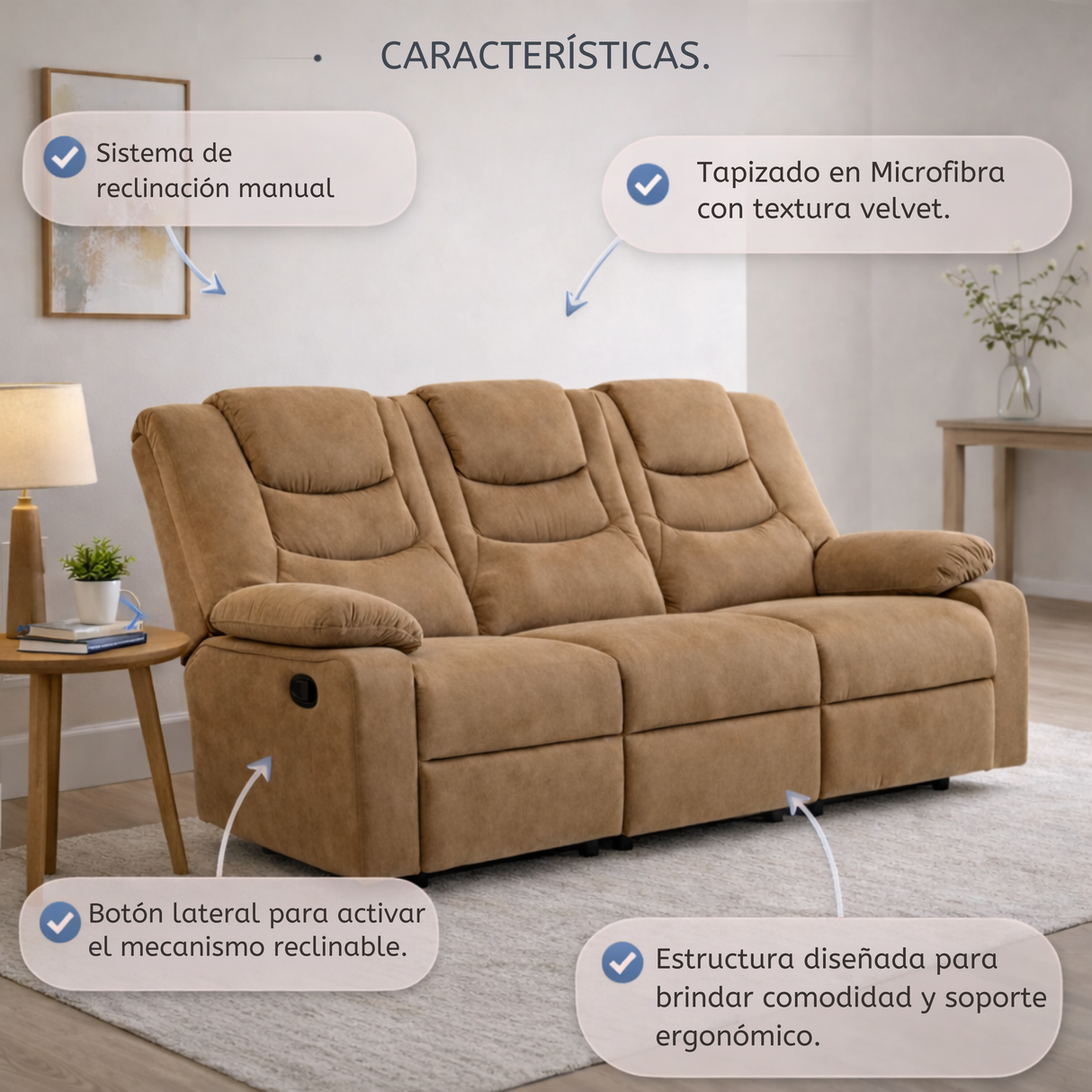 Sofá Reclino Kalerin Premium 3P