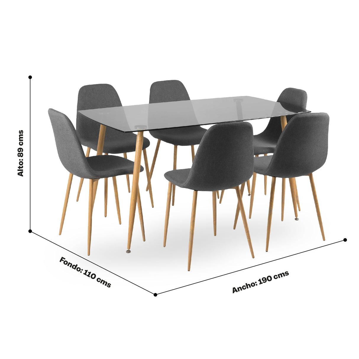 Comedor Rudy 6P Gris