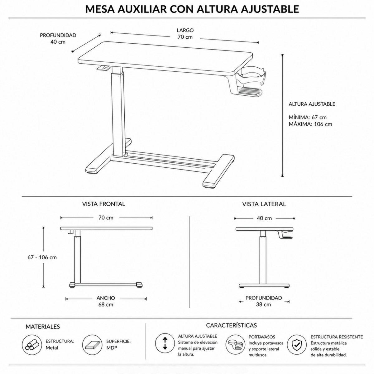 Combo Keyla - Reclinable 1P + Mesa Ajustable