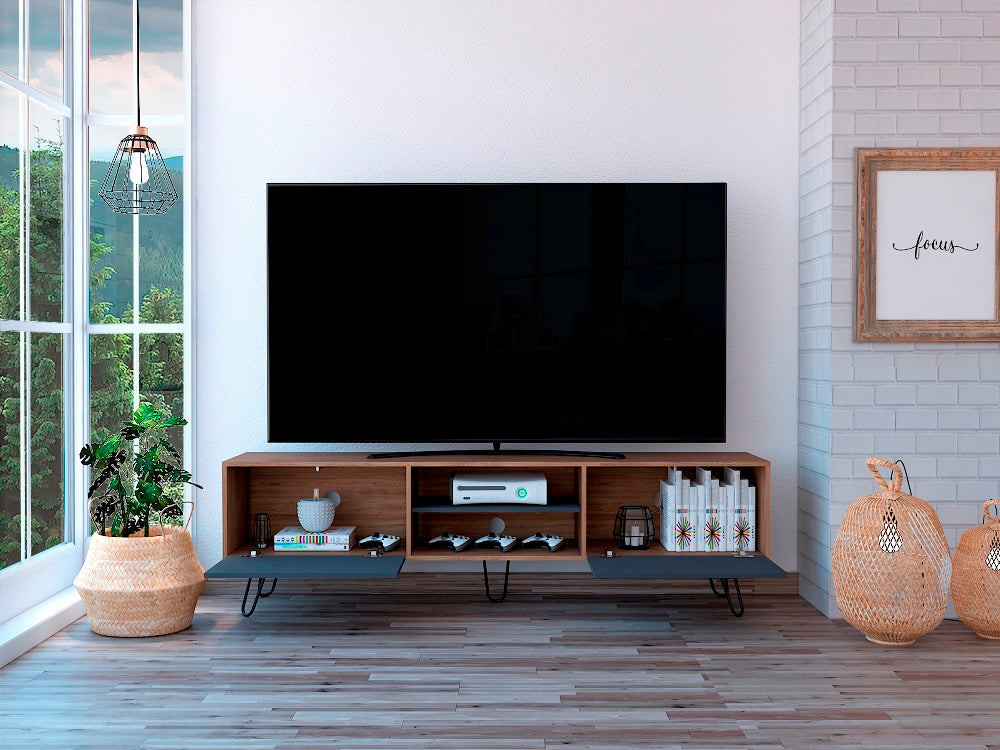 Rack para tv 80" vassel (1c) miel+ plomo