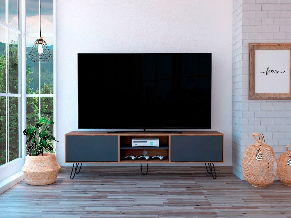 Rack para tv 80" vassel (1c) miel+ plomo