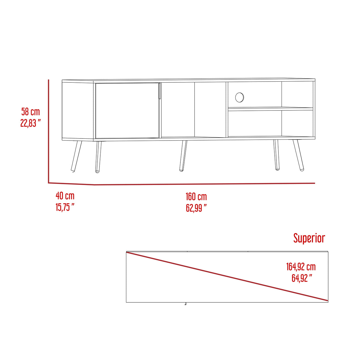 Rack para tv 65" vulcan (1c) capri 58x160x40