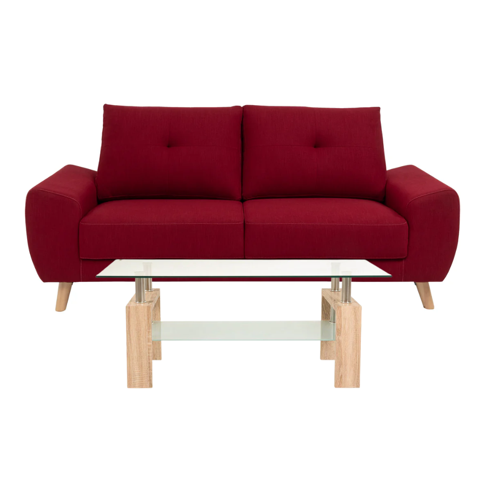 COMBO Sala Dalian 3P Roja + Mesa De Centro Renee