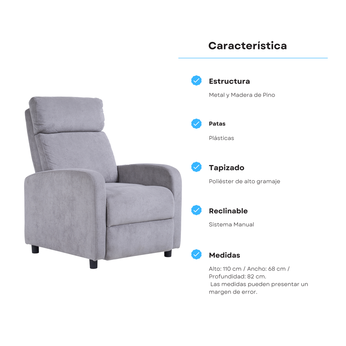 Silla Reclinable Junko 1 Puesto | Café