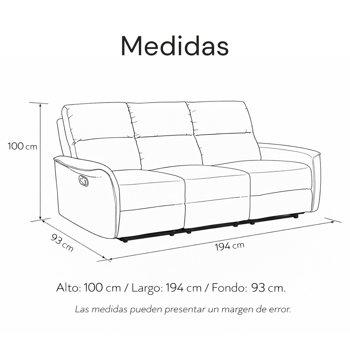 Sofá tacito reclinable 3P