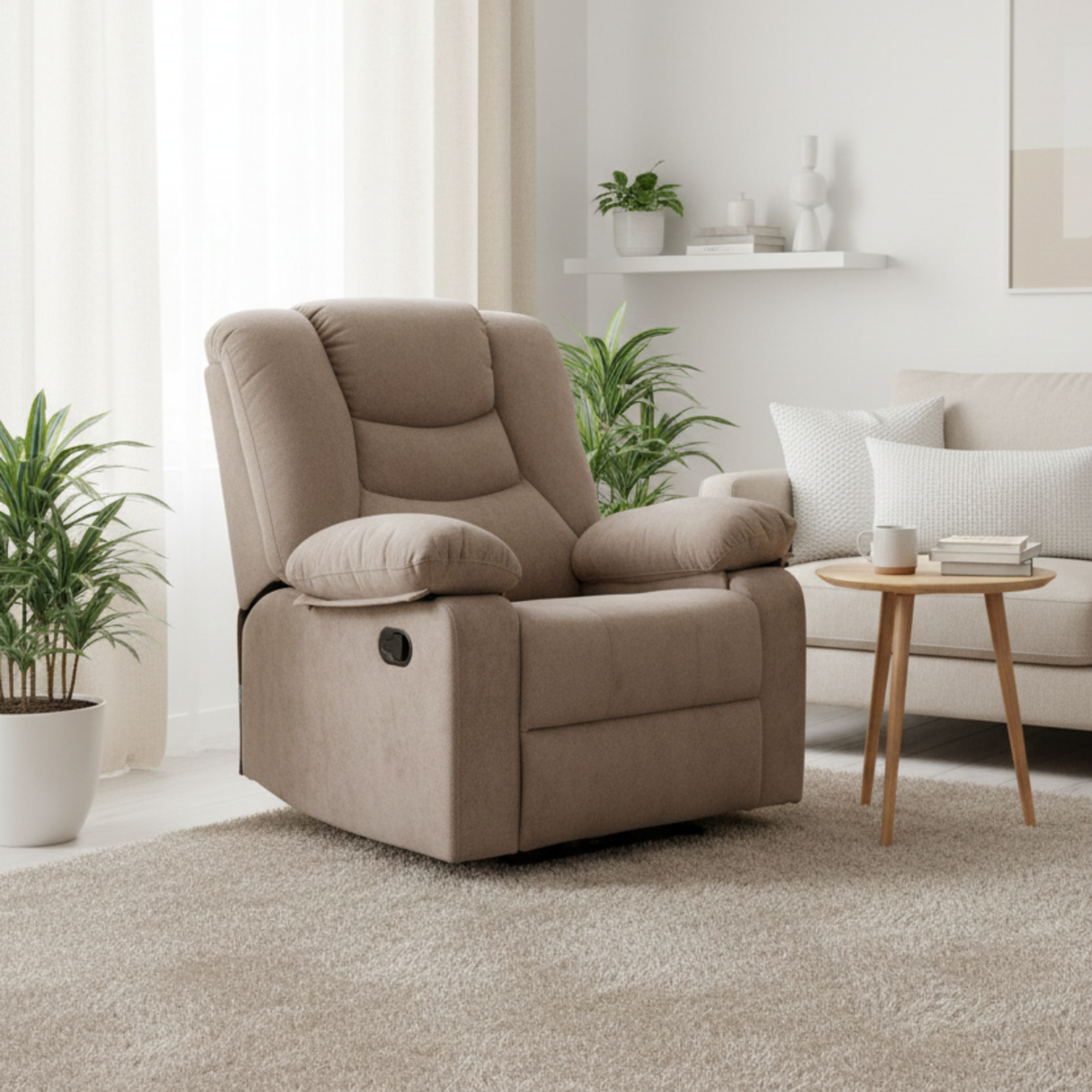 Sofá Reclino Kalerin 1 Puesto | Café Claro
