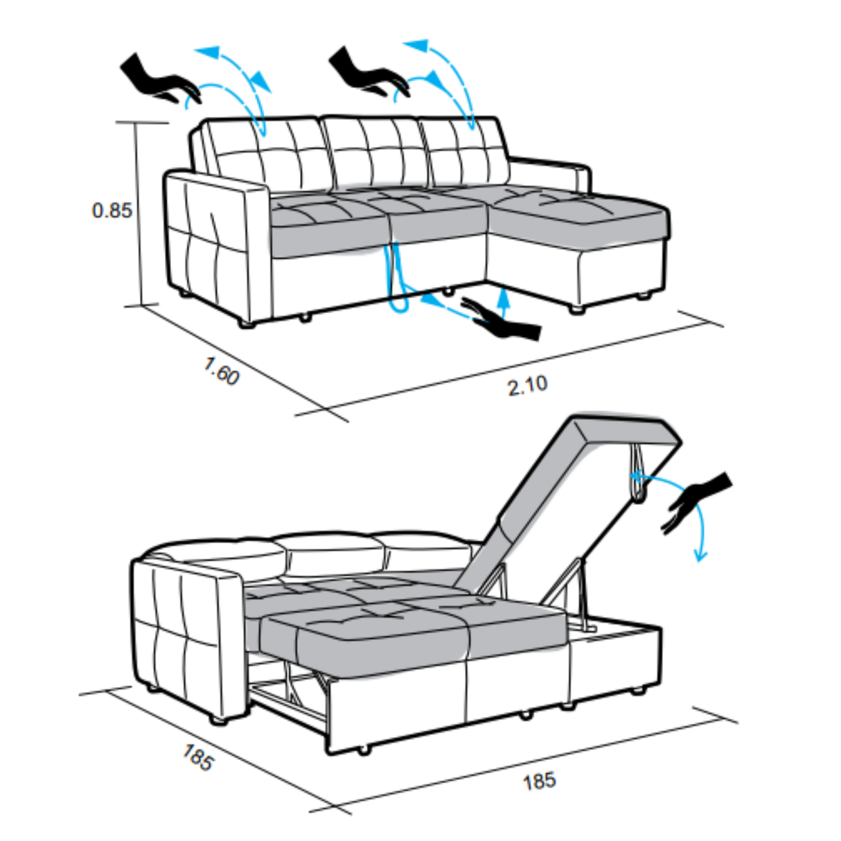 Sofá Cama En L Toledo Derecho