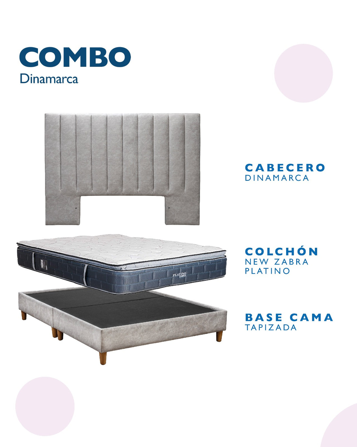 COMBO | Dinamarca (Cabecero + Base cama + Colchón)