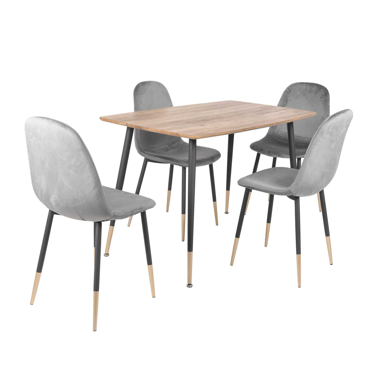 Comedor Dott 4p Madera Claro (Negro/ Gold)