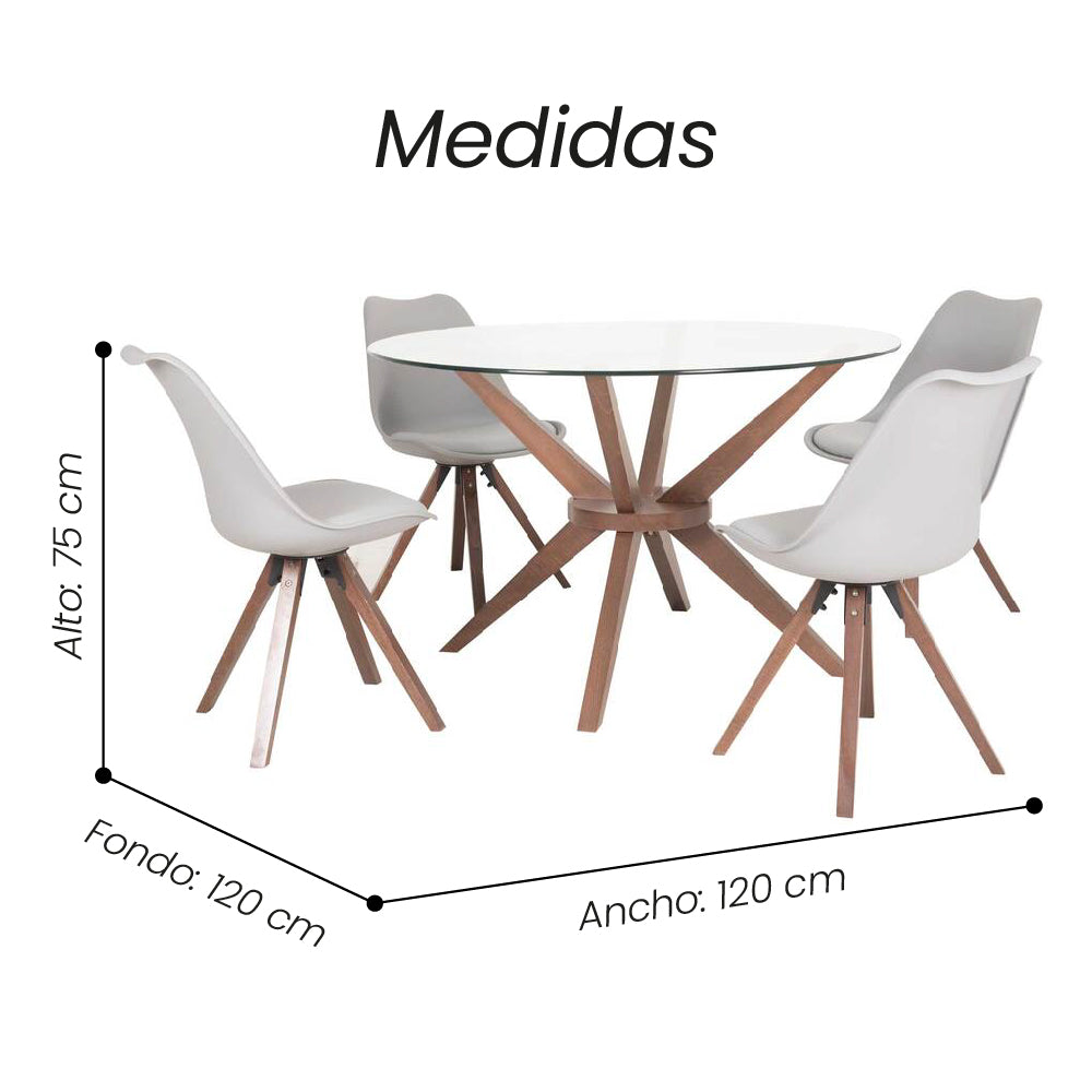 Comedor Enzo 4P Madera Vino Gris 3C - Fiotti