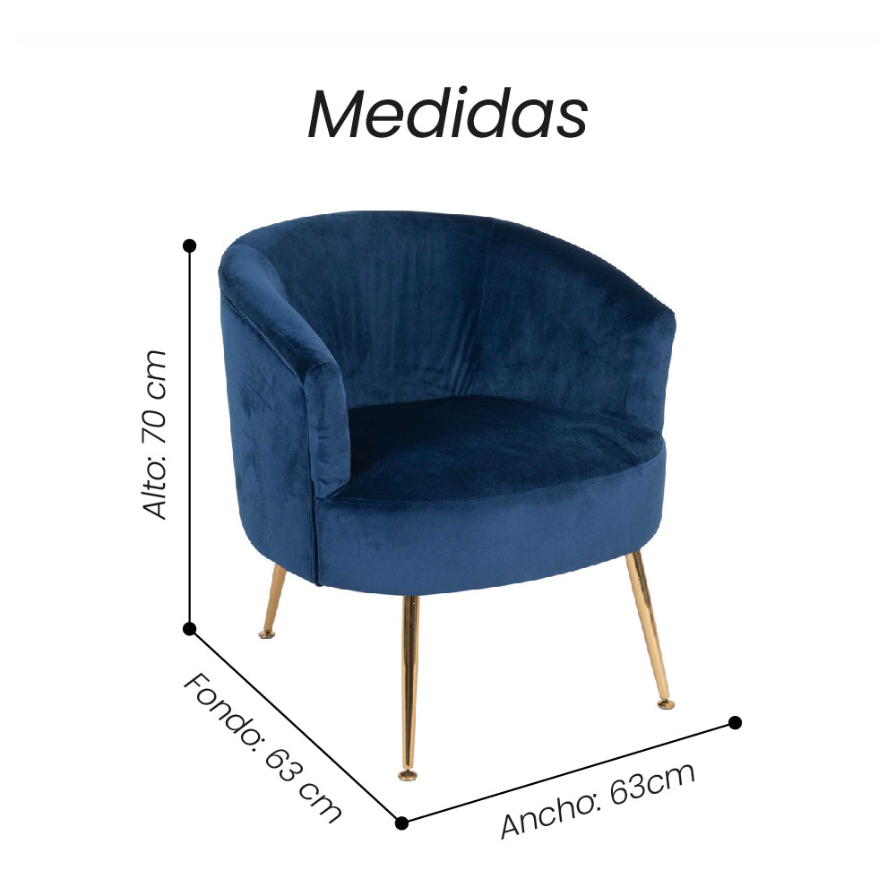 Poltrona Eugenia Azul Patas Doradas - Fiotti
