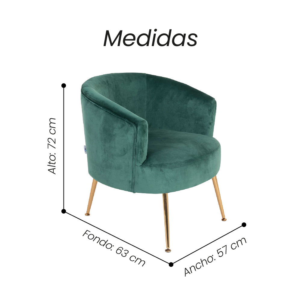 Poltrona Eugenia Verde Patas Dorado - Fiotti