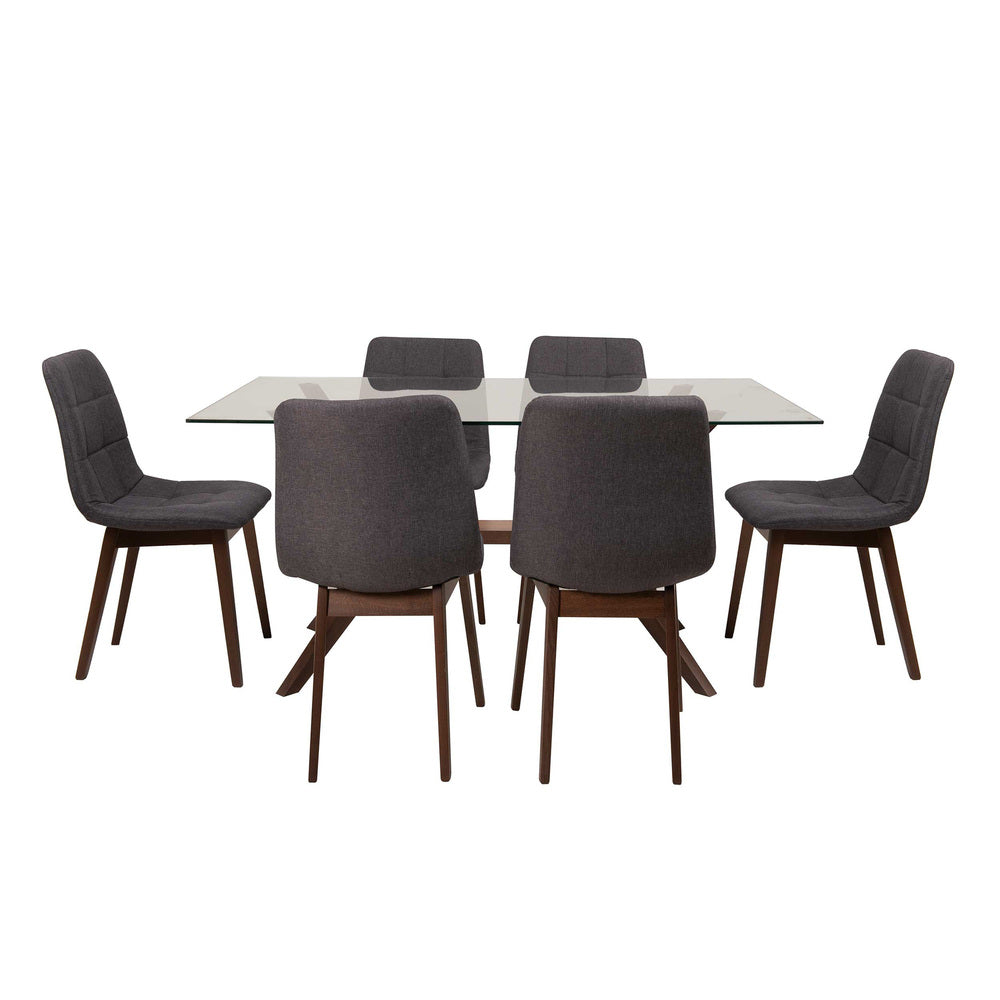 Comedor Eiko 6P Caoba Sillas Gris 3C - Fiotti