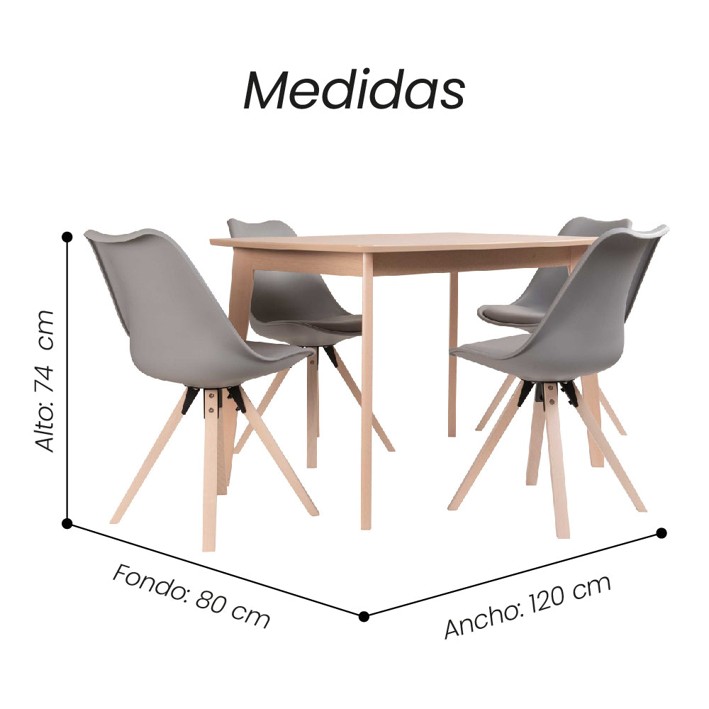 Comedor Esikol 4P Blanco Sillas Gris 2C - Fiotti