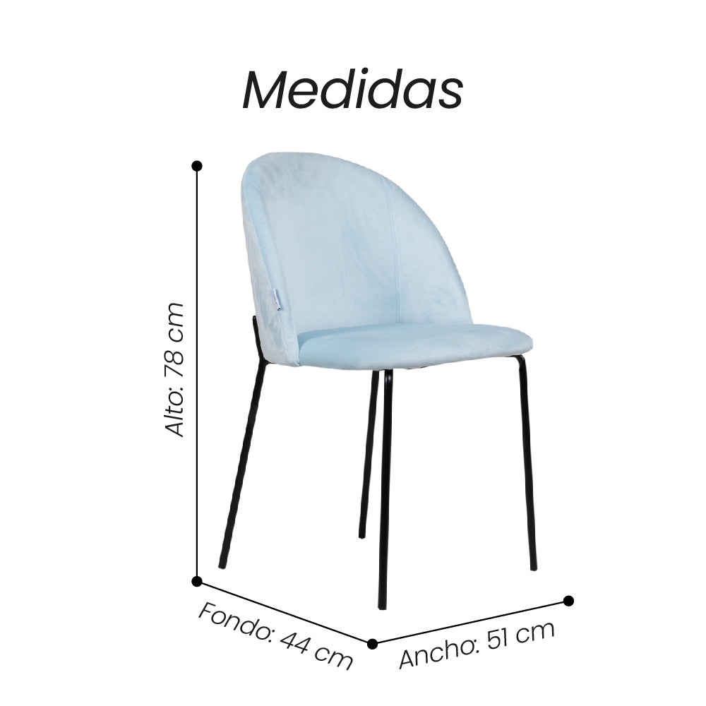 Silla De Comedor Wailani Tela Azul - Fiotti
