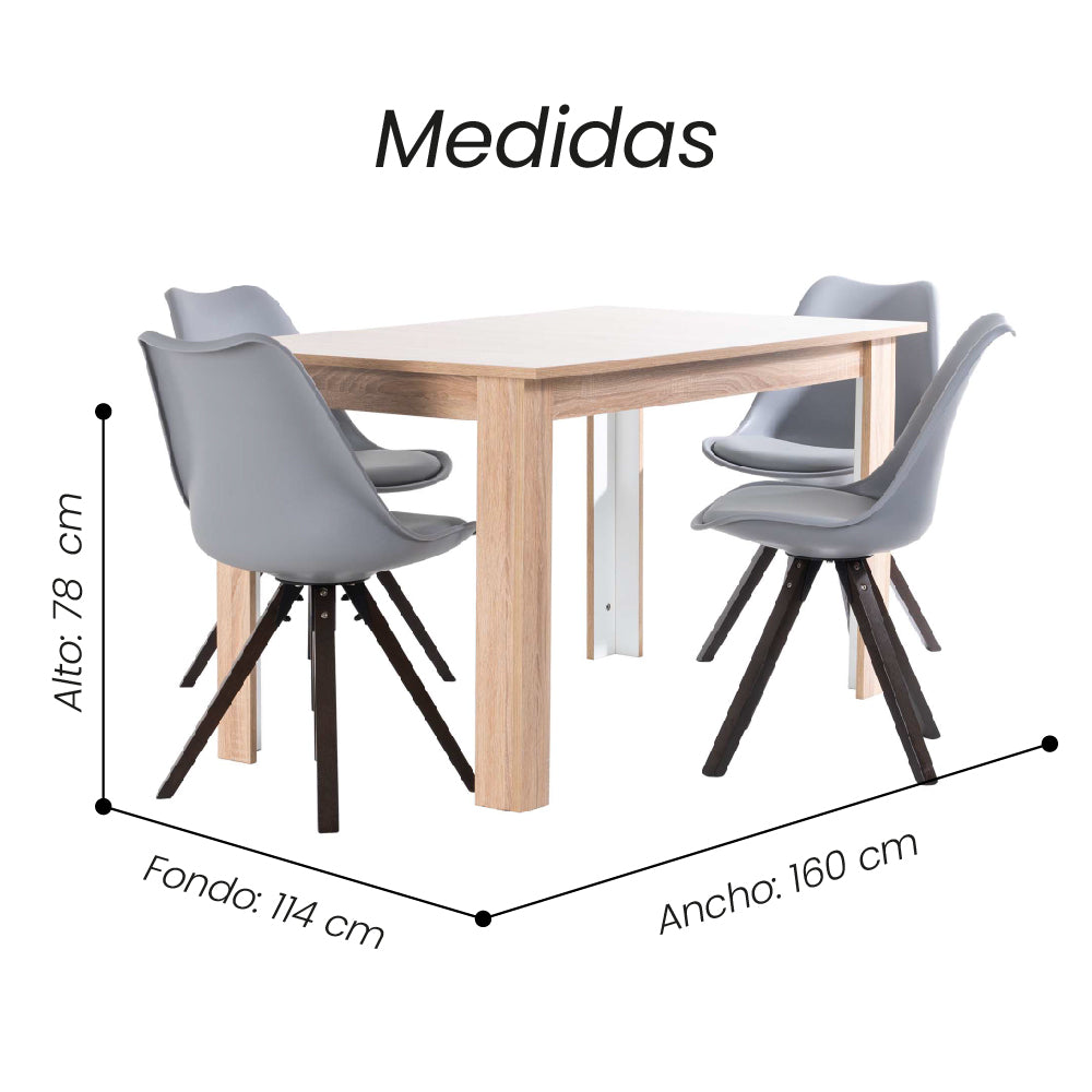 Comedor Electra 4P Gris