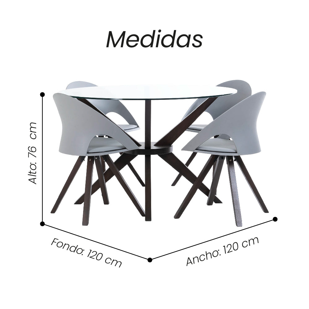 Comedor Elliot Redondo 4P Wengue 3C - Fiotti