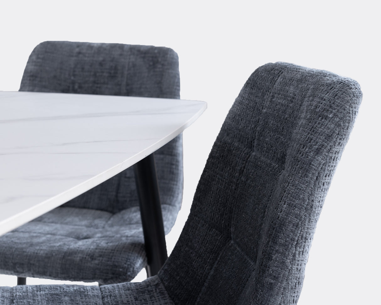 Set Comedor Adam 4 puestos Gris | Piedra Sinterizada