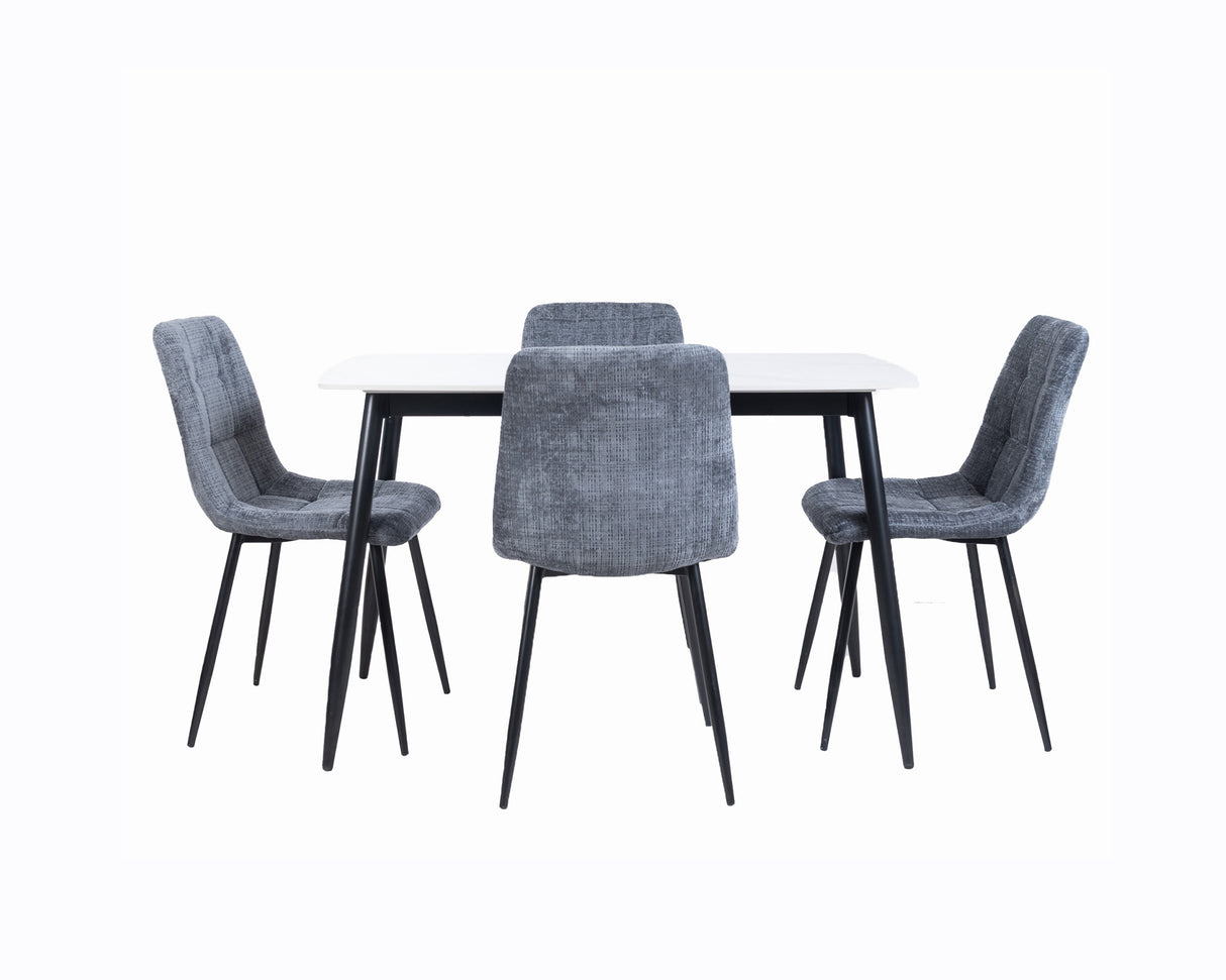 Set Comedor Adam 4 puestos Gris | Piedra Sinterizada