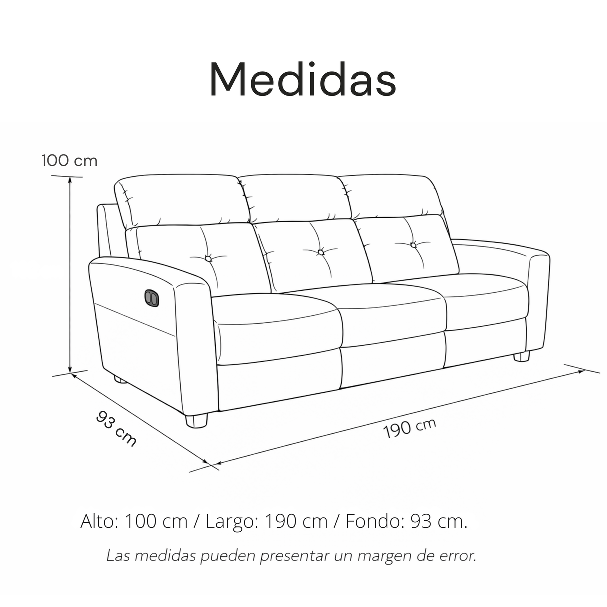 Sofá Tacio Reclinable 3P