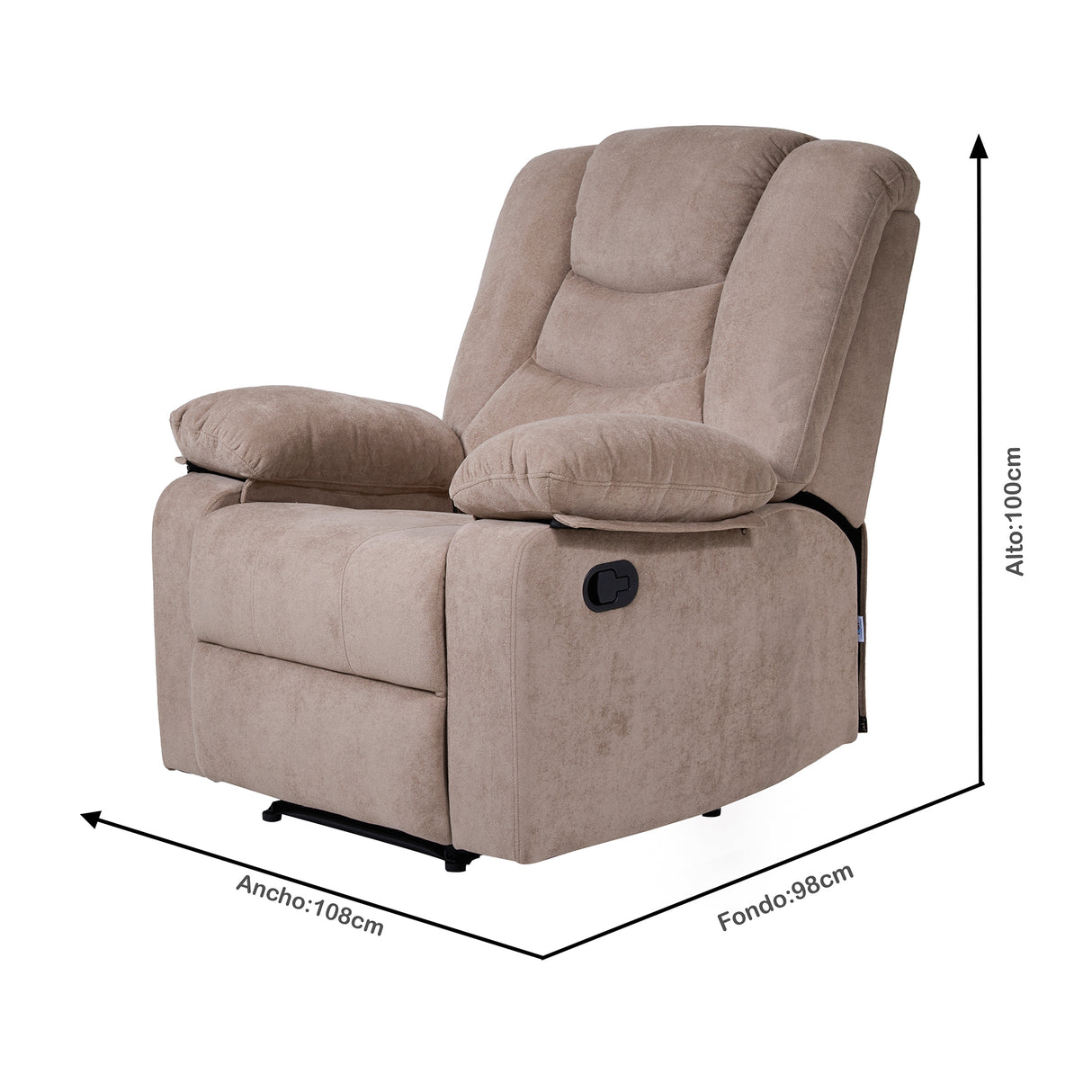 Sofá Reclino Kalerin 1 Puesto | Café Claro